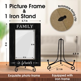 ZSHFMY Family Picture Frame - Family is Forever, Gifts for Grandparents Parents, Wooden Picture Frame with Stand, 4"x6" Picture Frame for Tabletop Display, Home Office Desk Decor Shelf Display/XK73