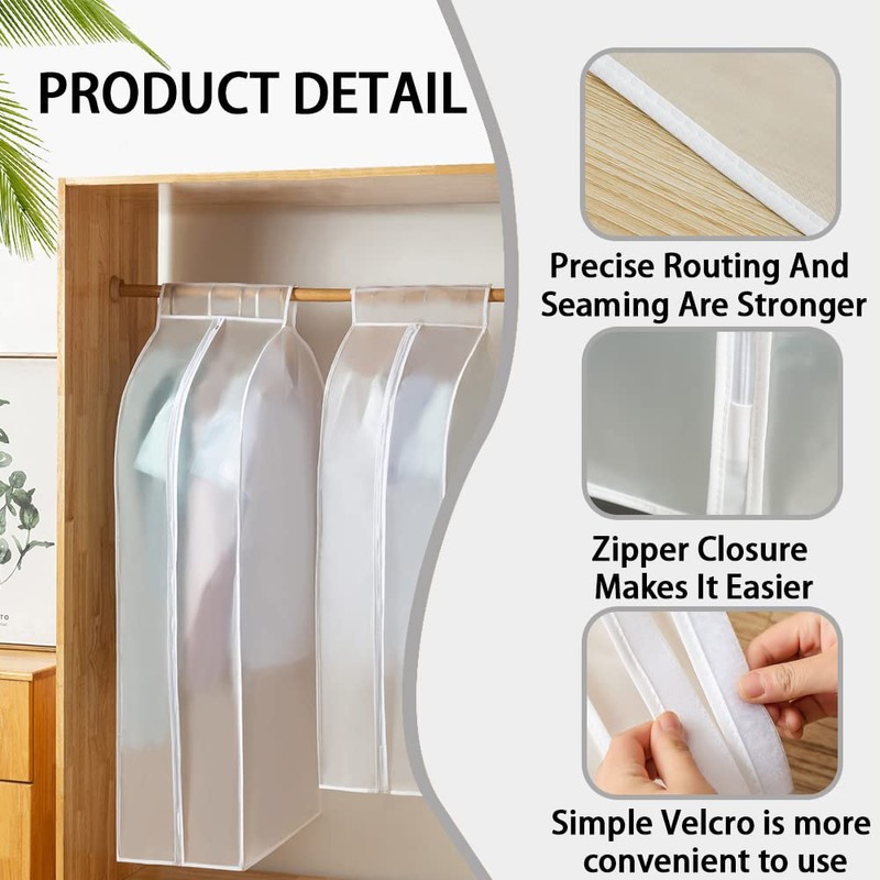 2 Pack Hanging Garment Bags for Closet Storage, 47" Garment