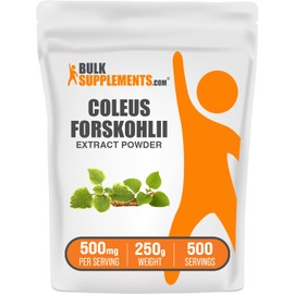 BulkSupplements.com Coleus Forskohlii Extract Powder - Forskolin Supplement, Forskolin Powder - Herbal Supplement, Gluten Free, 500mg per Serving, 250g (8.8 oz) (Pack of 1)
