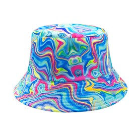 YAMEIZE Trendy Bucket Hat Summer for Women Men Teens Double-Side Fishing Hats Stylish Reversible Bucket Hat Mushroom Hat Sun Hiking Beach Outdoor, Blue Pattern, Unit size