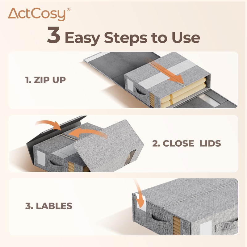 ActCosy 8Pack Sheet Organizers and Storage with Handles – Foldable