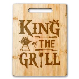 King Of The Grill Father's Day Gift For Father - Gifts For Men From Kids Or Wife - Cutting Board Father Gifts - Birthday Gift - Christmas Gift