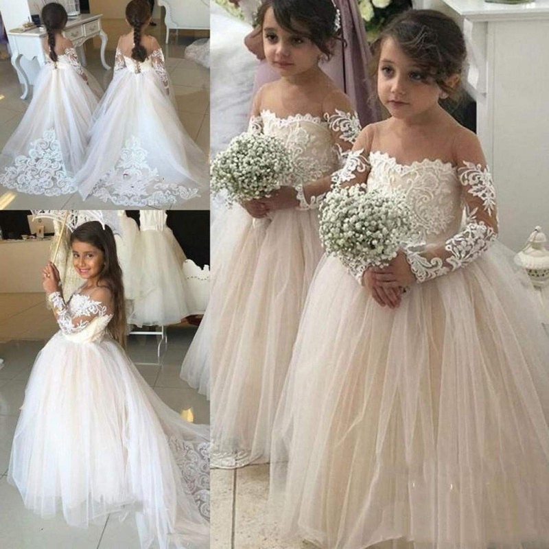 Magicdress Princess Long Flower Girls Lace Dresses Kids Wedding First