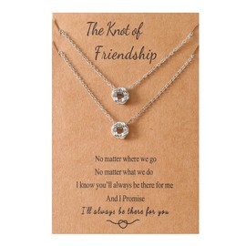 Best Friend BFF Necklace for 2/3 Infinity Forever Love Knot Necklace for Women Matching Long Distance Necklaces Friendship Jewelry Birthday Gift (A:2pcs silver)