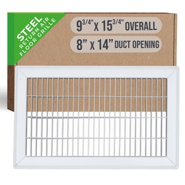 Fits 8x14 and 14x8 Duct Opening | Return Air Floor Grille by Handua | Walkable Vent Cover Grill for Floor | White | Heavy Duty Fixed Blades | Outer Dimensions: 9.75"W X 15.75"H