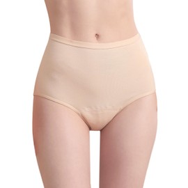 IRISMORII Womens Cotton Incontinence Postpartum Protection Underwear Reusable Absorbency Anti Leak Briefs 1 Pack (Skin, L)