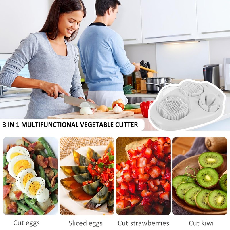 Egg Slicer for Boiled Eggs, 3 in 1 Stainless Steel