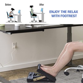 Leermart Foot Rest for Under Desk at Work 4-Level Height Adjustable, Ergonomic Foldable Footrest for Office, Gaming,Computer, Soft & Removable Pad Desk Foot Stool Suitable for All Seasons (Gray)