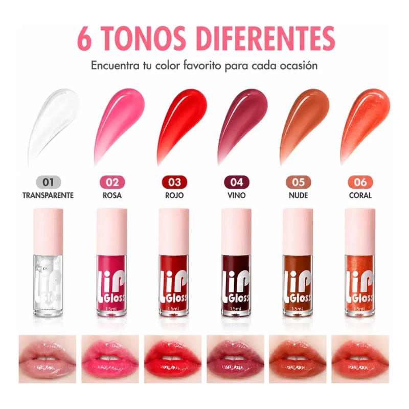 Set De 6 Aceites Para Labios Lip Glow Oil Gloss