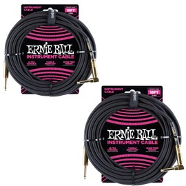 Ernie Ball Ernie Ball Braided Instrument Cable Set Straight/Angle Length 18ft in Black (P06086) - Pack of 2