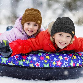 Sukeen Kids Winter Hat Chenille Knit Beanie Hat with Lined for Girls Boys Toddlers Ages 3-8 Warm Skull Caps for Ourdoor Brown