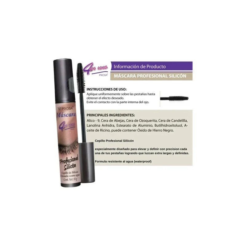 Máscara De Pestañas Waterproof Prosa 4 En 1 ( 13g)
