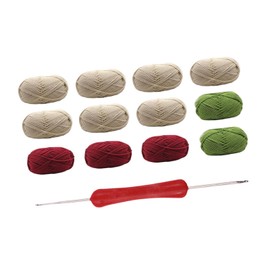 Frediuo Bouquet Blanket Crochet Kit, DIY Handmade Hand Knitted Creative Crochet Starter Kit, Knitting Set for Men Women Beginners, Khaki White Red Rose