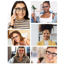 Hubeye 5 Pack Oprah Style Oversized Reading Glasses for Women Men Blue Light Blocking, Ladies Stylish Retro Square Large Computer Readers+3.0