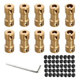 Hazrcvr Brass Shaft Coupling Shaft Adapter Pack of 10 Coupling Plug Sleeve Adapter Shaft Coupling Shaft Coupling Motor Coupling Adapter with Screws Allen Key 5 Sizes