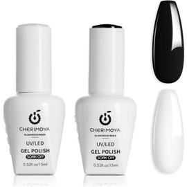 Cherimoya Esmalte De Uñas En Gel Blanco y Negro 2Pzs de 15ml