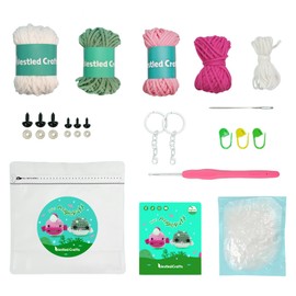 LetCart Complete Crochet Set with Step-by-Step Video Tutorials, Glow-in-the-Dark Crochet Set for Beginners Animals Crochet Knitting with Monkfish and Puffer Fish for Children