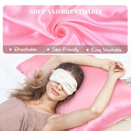 Satin Pillowcase for Hair and Skin 2 Pack, Softer than silk,Silky Pillow Cases Set, Breathable Anti Wrinkle Smooth Pillow Cover with Envelope Closure Queen Size (50 x 75 cm)