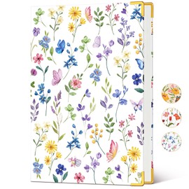 Lined Journal Notebook for Women, A5 Hardcover Leather Journaling Notebooks for Writing, 200 Pages Travel Journal, College Ruled Notebook for Work School, Note Taking 5.75'' X 8.38'' Purple Floral