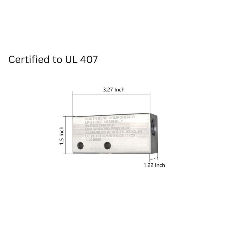 South Bend Components 3-Way Aluminum Propane/Natural Gas/Air Distribution Manifold Block