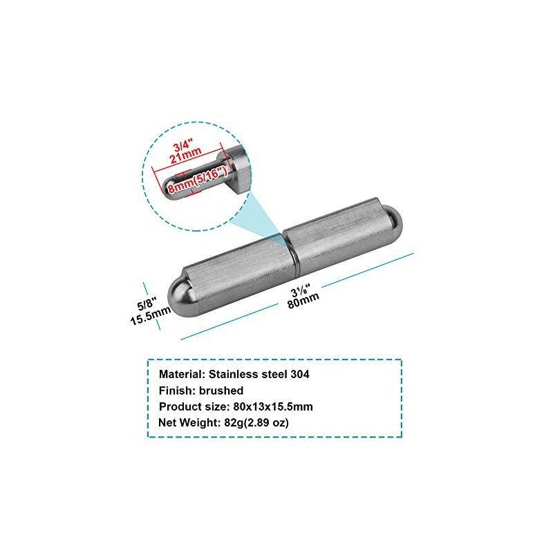 MOUNTAIN_ARK 10 Pack 3" x 5/8" Weld On Bullet Hinges,