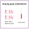 MERVF Long Stiletto Press on Nails Pink French Tip Fake
