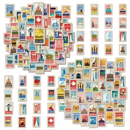 CWPFVQA 100 Stickers For World Landmarks Luggage Stickers Funny Stickers For Adults, Laptops, Skateboards, Bikes