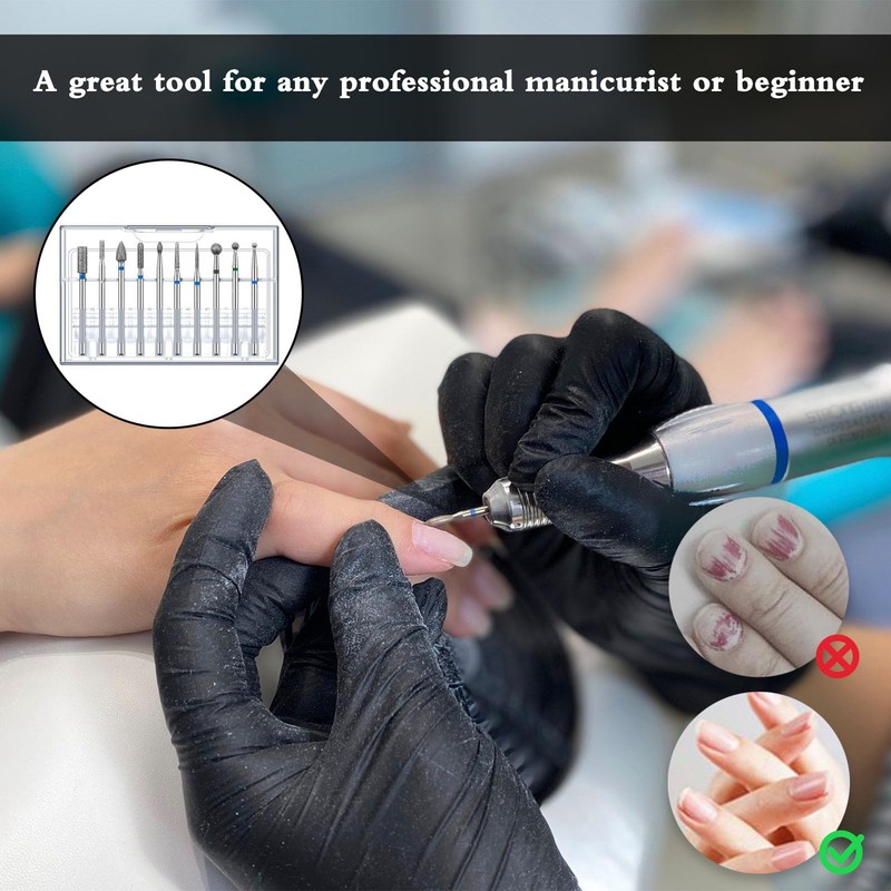Pack of 10 Nail Drill Bits, Bits for Nail Cutter,