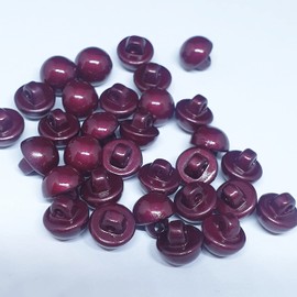 MajorCrafts® 30pcs 10mm High-Grade Acrylic Small Round Sewing Mushroom Shank Buttons (Burgundy Red)
