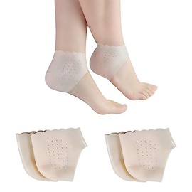 THJOPOKEEL 2 Pares Protectores de Talón de Gel, Plantillas Talón Gel de Silicona, Aliviar el dolor en el Talón de Fascitis Plantar, Sanar los Talones Secos y Agrietados (color de piel)