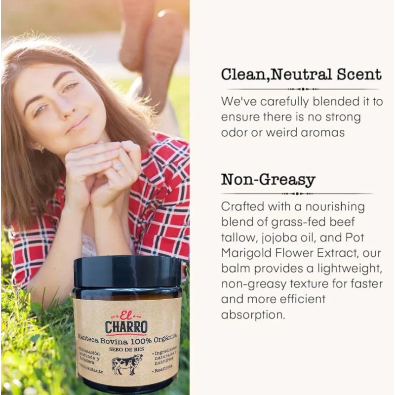 Charro Balsamo Sebo Res Bovino Humectante Crema Facial Todo Tipo
