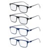 Missfive Premium Reading Glasses for Men, 4 Pack Unbreakable Blue