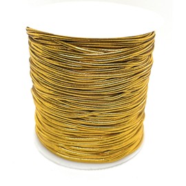 Weststone Qty 1 roll Bright Gold - 300ft x 2mm Round Metallic Stretch Cord Elastic Cords Elastic Stretch String for Bracelets, Braiding, Ornament Hanging, Gift Wrapping - Bright Gold