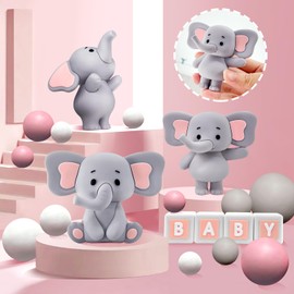 28 bolas de elefante para decoración de pasteles, decoración de pasteles, decoración de tartas para niños, niñas, baby shower, decoración de fiesta de cumpleaños (rosa)