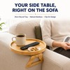 Bamboo Sofa Armrest Tray Table, Clip-On Round Couch Tray for