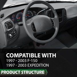 LQI Front Upper Dashboard Cover W/1 Switch Air Vent, Compatible with Ford F150/Expedition 1997-2003, Gauge Instrument Cluster Bezel Trim Panel, Gray