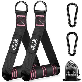 COOBONS FITNESS Heavy Duty Exercise Handles, Gym Handles for Cable Machine Attachment, Grip Gym Equipment, Resistance Bands, and Weight Lifting, Pink