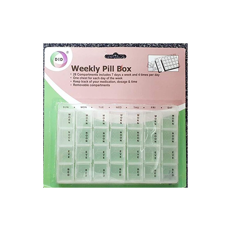 28 Compartments 7 Days a Week 4 Times Weekly Pill