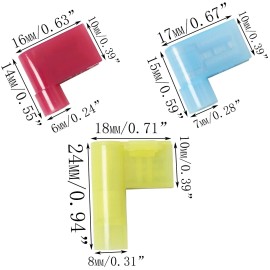 Sjzbin 60PCS Nylon Flag Spade Quick Disconnects Female Wire Connector 90 Degree Elec...