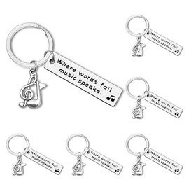 Music Gifts Keyring Where Words Fail Music Speaks Keychain Music Lover Gift Appreciation Gifts for Music Teacher Student Musicians Jewelry Inspirational Graduation Gift Guitar Piano Player Birthday