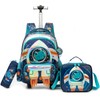 Kids Rolling Backpack for Boys Space Shuttle Trolley Suitcases Luggage