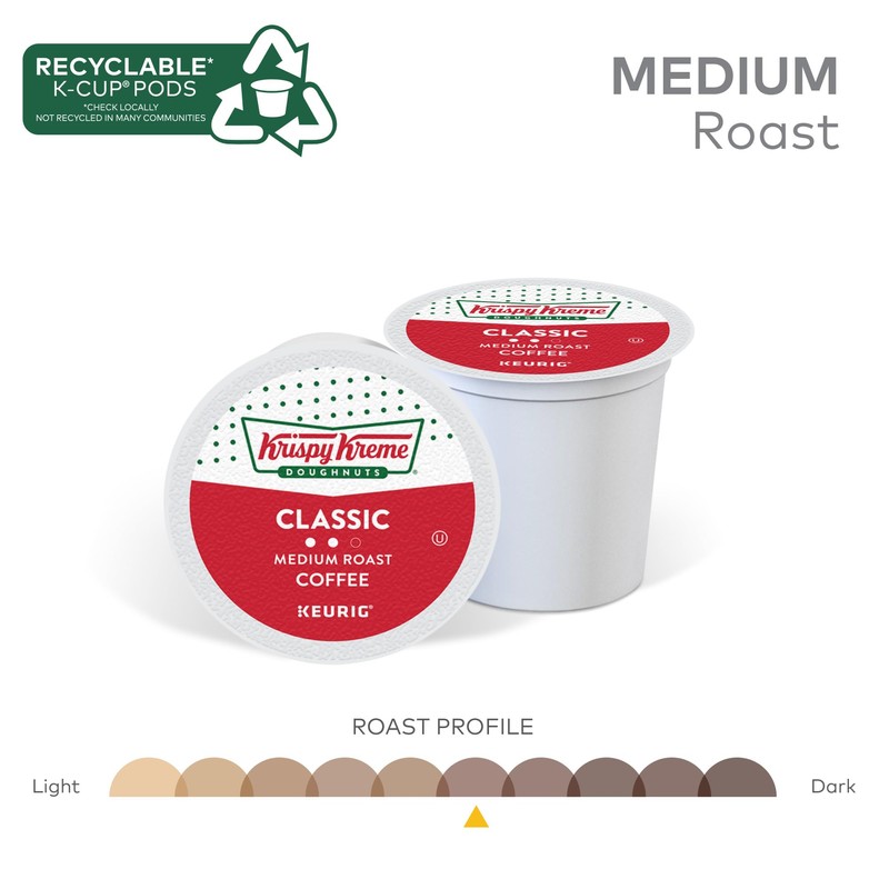 Krispy Kreme Classic, Single-Serve Keurig K-Cup Pods, Medium Roast Coffee,