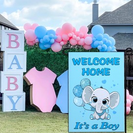Yesuavt Welcome Home Baby Boy Garden Flag Its a Boy Garden Flags for Outside 12x18 Double Side Elephant Baby Shower Garden Flag Outdoor House Yard Sign Decorations