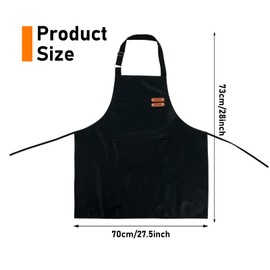 Trinkrittey Black Waterproof Apron Rubber Vinyl Apron with One Big Pocket Adjustable Oil Proof Apron for Dishwashing Kitchen Cooking Drawing