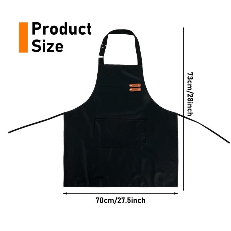 Trinkrittey Black Waterproof Apron Rubber Vinyl Apron with One Big