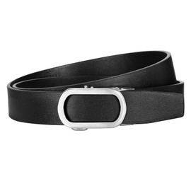 JASGOOD Ratchet Leather Belt for Women Ladies Ratchet Belt for Jeans Pants Dresses with Silver Buckle, Black, Suit for Size 37"-42"