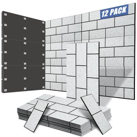 12 pack Acoustic Panels With Self-Adhesive, 24"X 12"X 0.44"Sound Proof Foam Panels, Sound Panels High Density, Soundproof Wall Panels for Home Studio Office (Grey, 24"X 12"X 0.44")