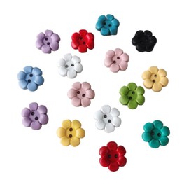 BaoQiu 36Pcs Nylon Sewing Buttons Assorted Colors 2/3 Inch 17mm Plastic Flower Buttons for Arts & Crafts Decoration Collections Two Holes Sewing Craft Buttons Favorite Findings Basic Buttons