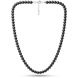 MagnetRX® Magnetic Hematite Necklace – Ultra Strength Magnetic Hematite Stones – Unisex Beaded Hematite Necklaces for Men and Women (6mm Round Beads)