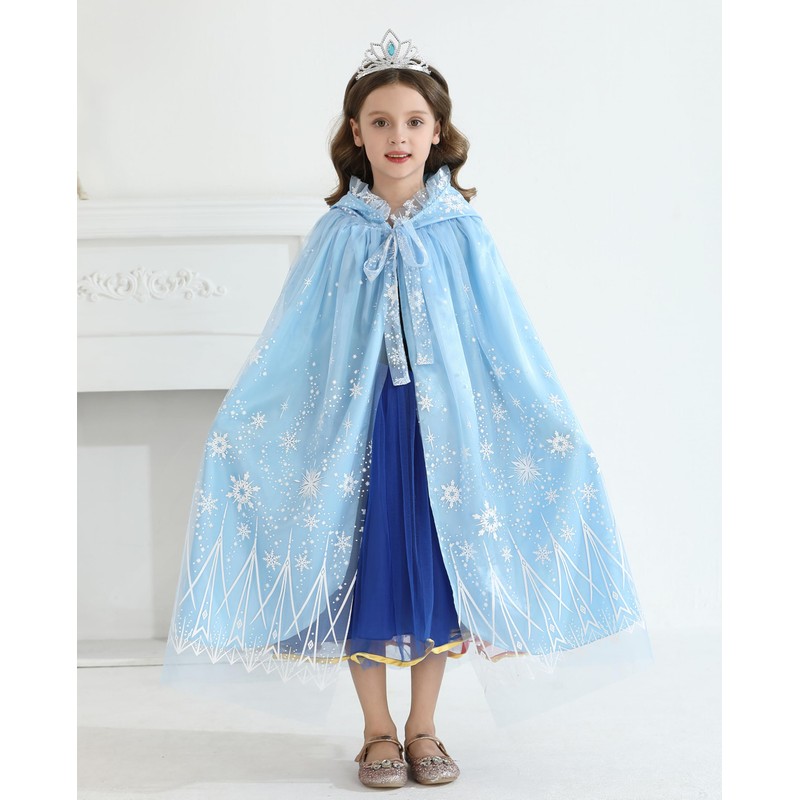 PURFEEL Girls Princess Cape Kids Snowflake Hooded Cloak Play Costume